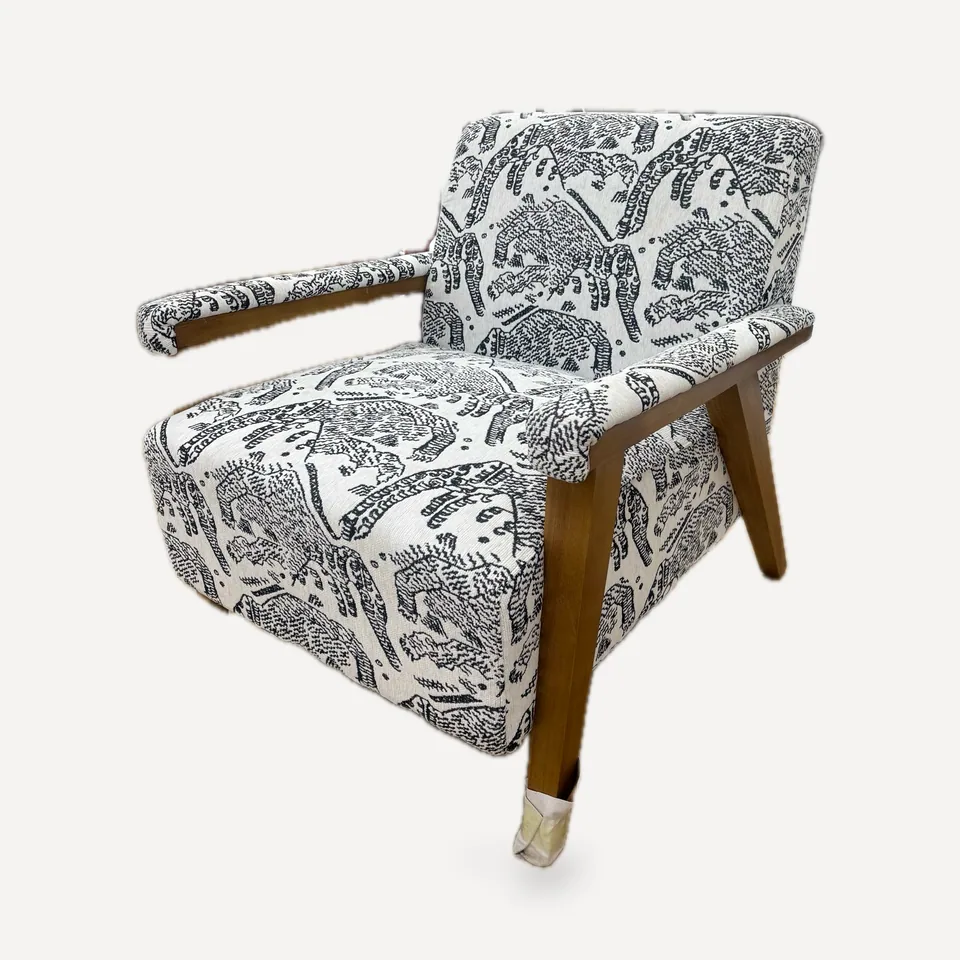 SC-223 Print Armchair on Walnut Frame