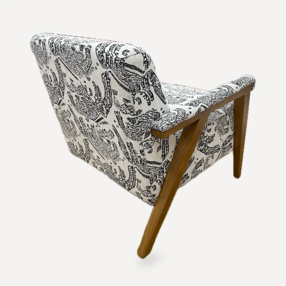 SC-223 Print Armchair on Walnut Frame view 2
